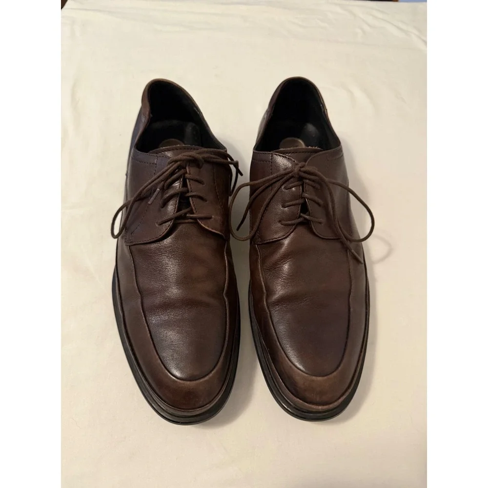 Kenneth Cole New York Pyra-Mid Mens 10.5 Dark Brown Leather Bicycle Toe Oxfords